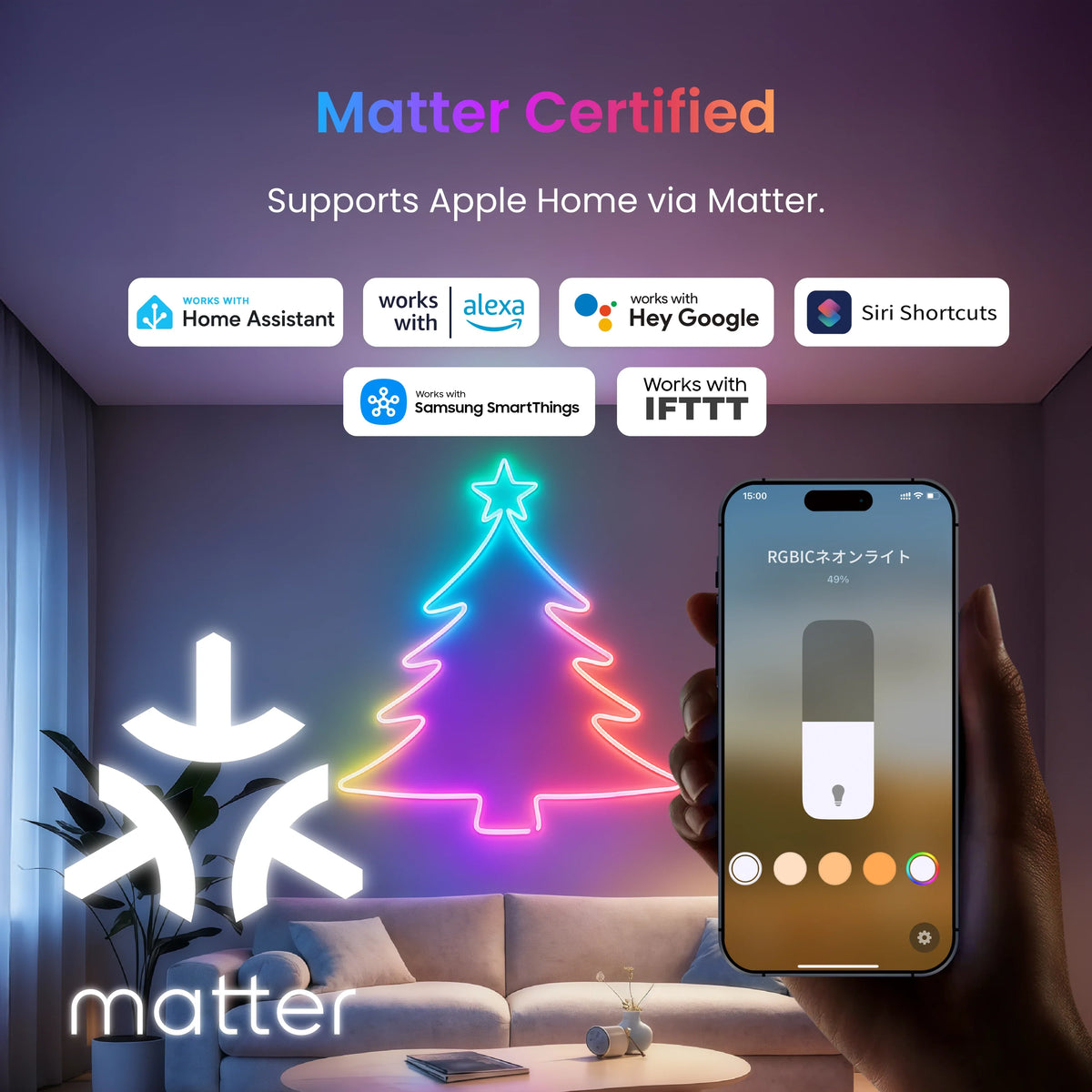 SwitchBot RGBIC Neon Rope Light | 5M Matter-Certified Smart LED