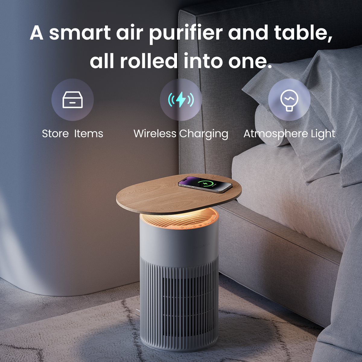 SwitchBot Air Purifier Table | 2-in-1 HEPA Filter with Wireless SwitchBot Air Purifier Table | 2-in-1 HEPA Filter with Wireless