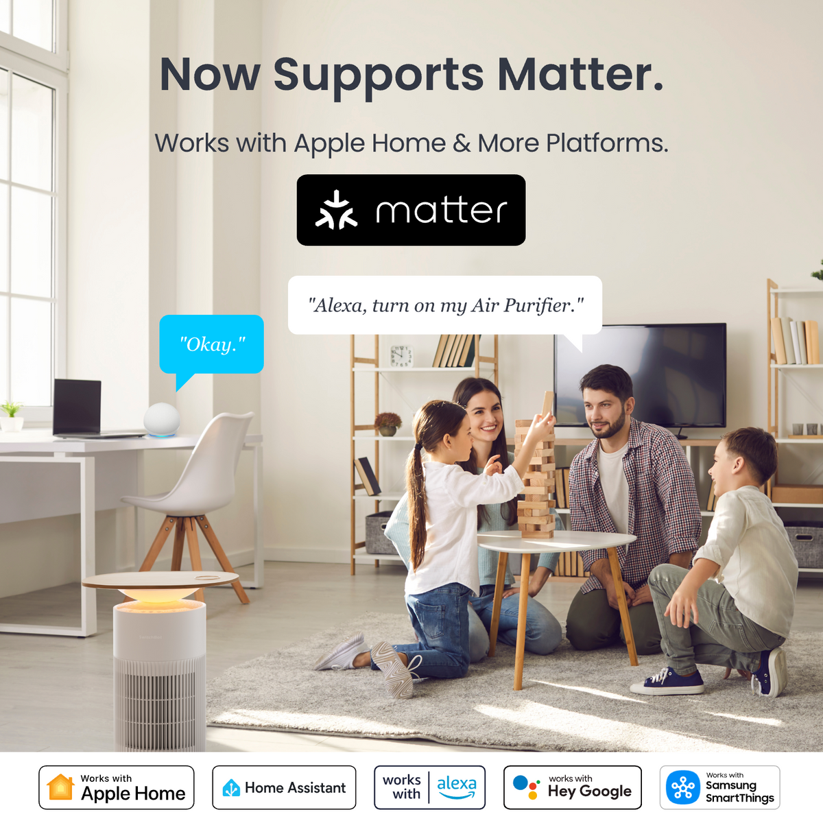 SwitchBot Air Purifier Table | 2-in-1 HEPA Filter with Wireless