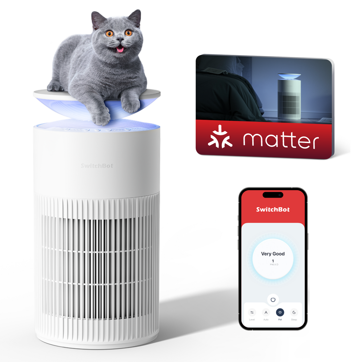 SwitchBot Air Purifier | 93% Pet Hair Removal & HEPA SwitchBot Air Purifier | 93% Pet Hair Removal & HEPA