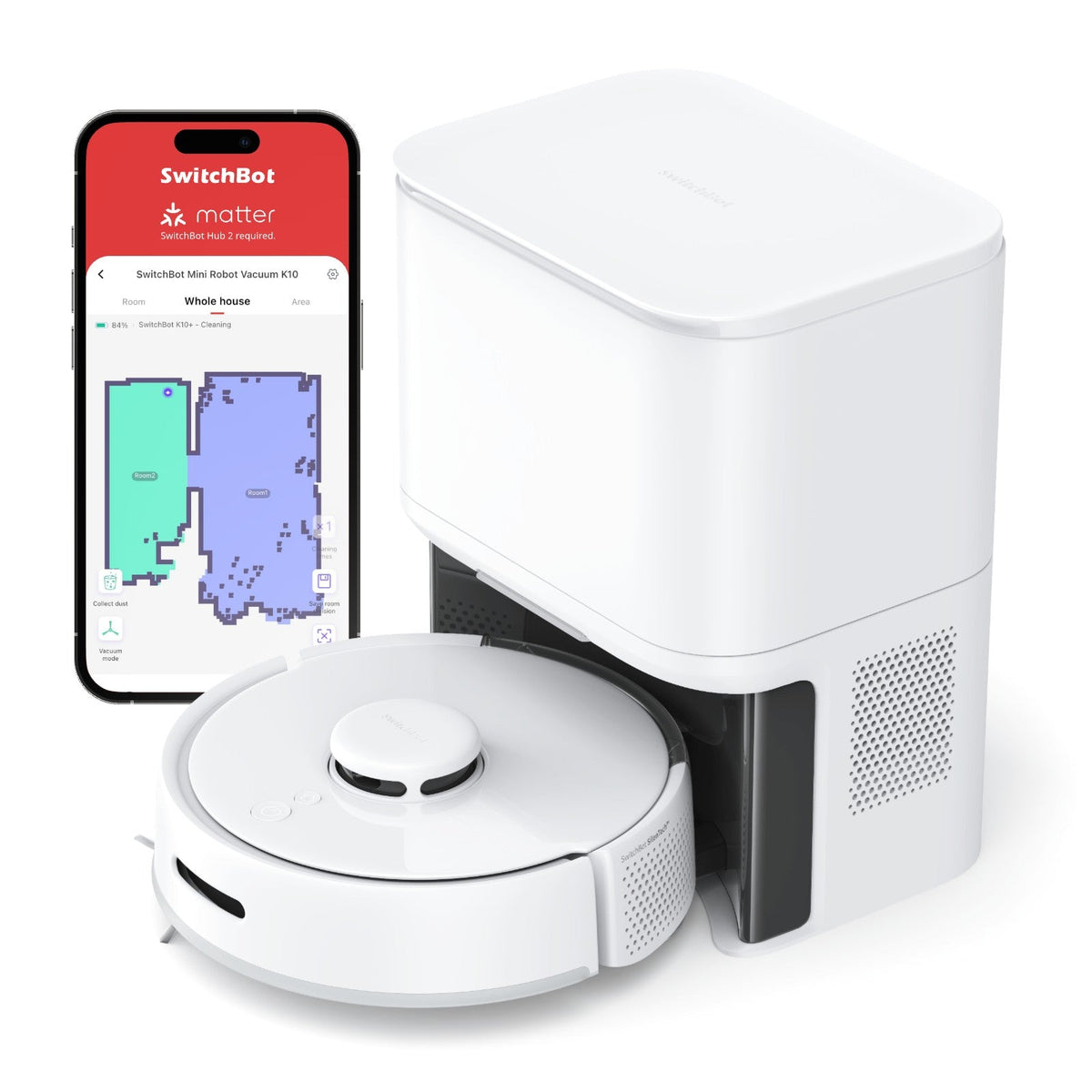 SwitchBot Mini Robot Vacuum K10+ | Compact 50% Smaller Smart