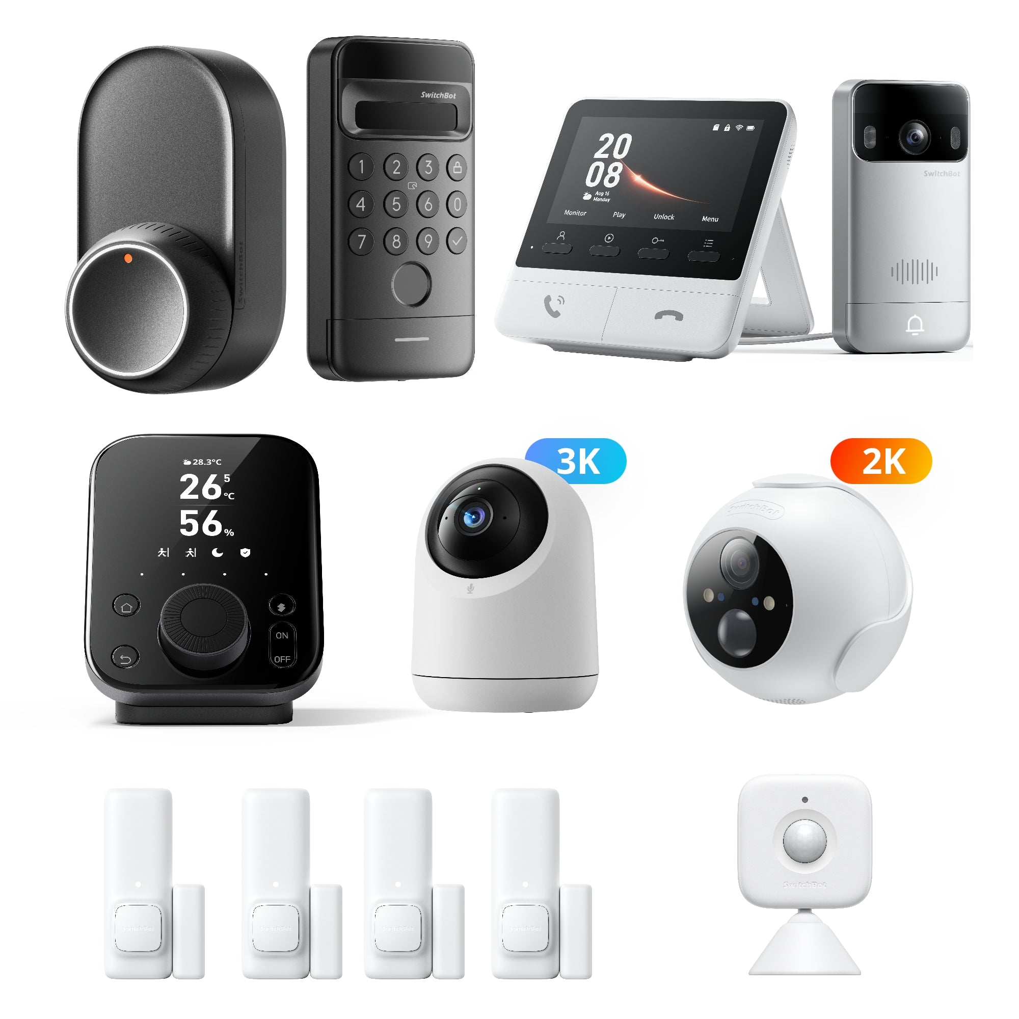 Keyless Bot SwitchBot Keyless Entry Combo: Lock Ultra, Video Doorbell & Sensors ...